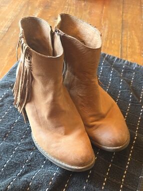 A8Circle G Brown Leather Fringe Ankle Boots Hand Made Western